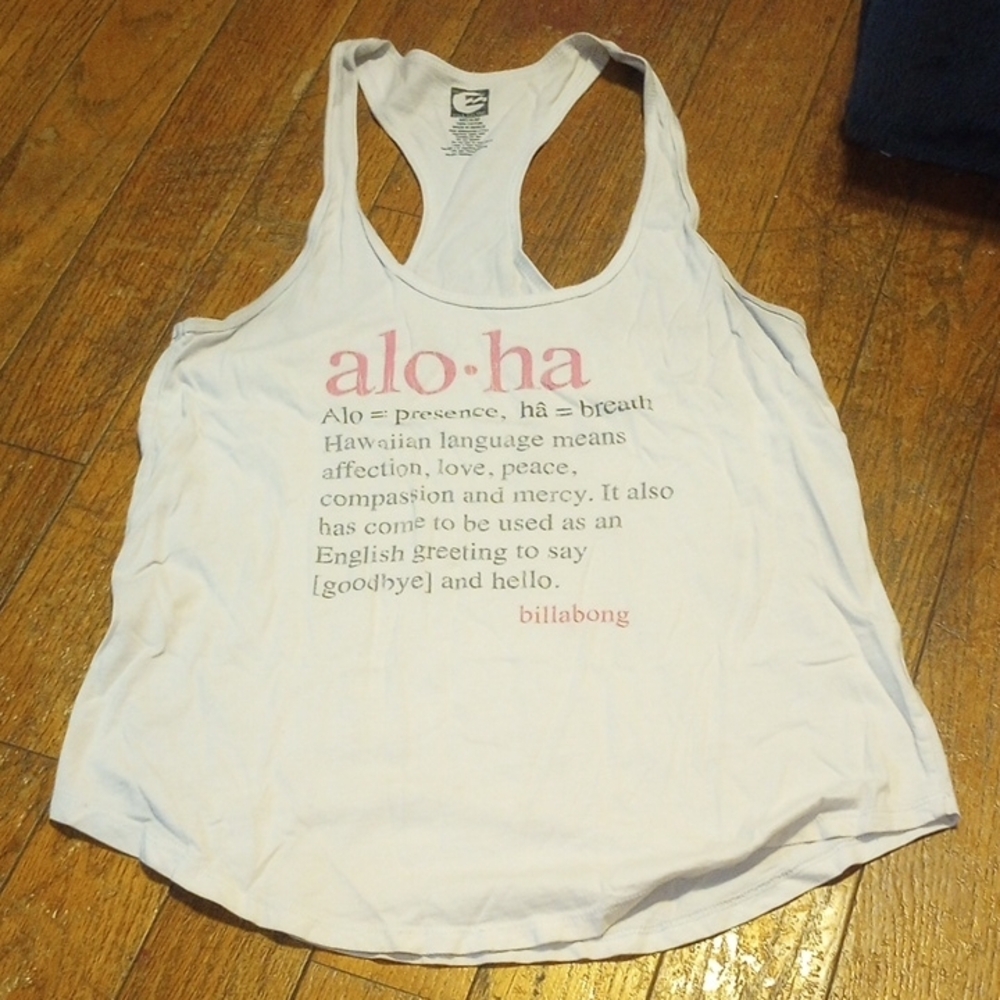 Billabong White Aloha Graphic Tank